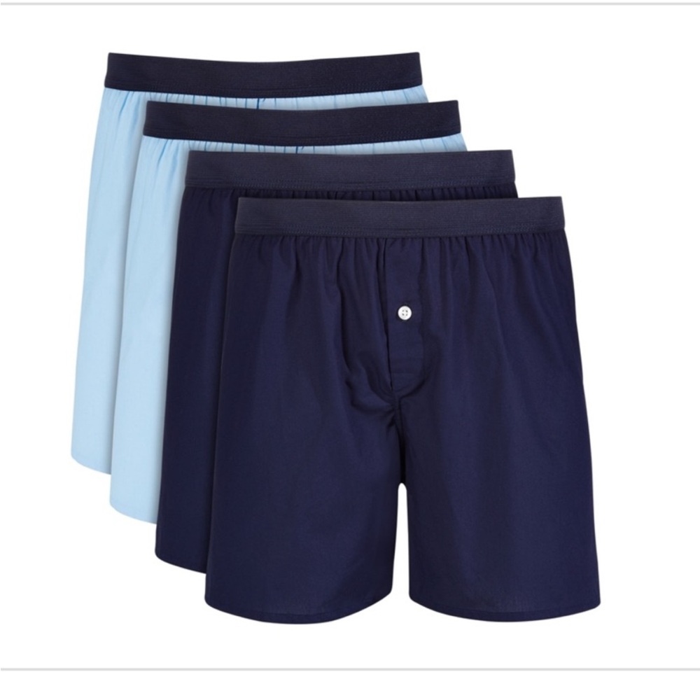 New! Club Room Navy and Light Blue Woven Boxers, 4 Pack, Size Large